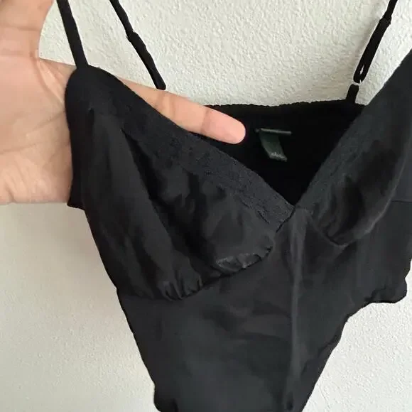 Black Cami Top Sweetheart Neckline Sleeveless Tank‎ Top Casual  Size S - Picture 6 of 9